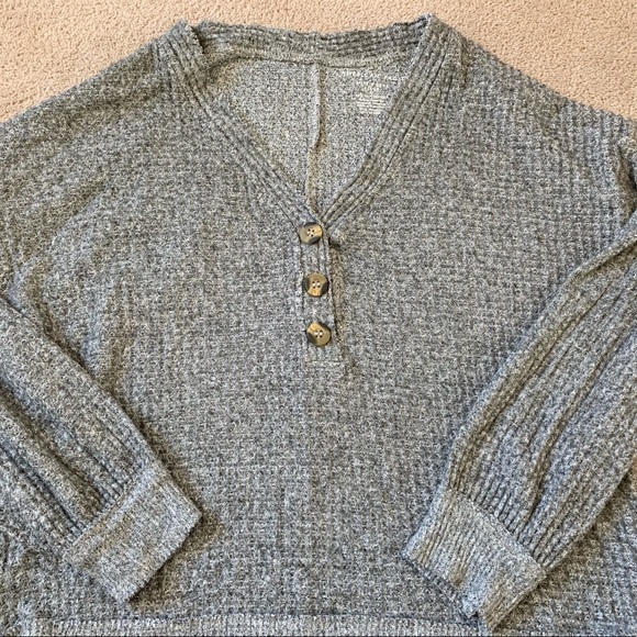 Grey American Eagle waffle knit long sleeve - Picture 1 of 1